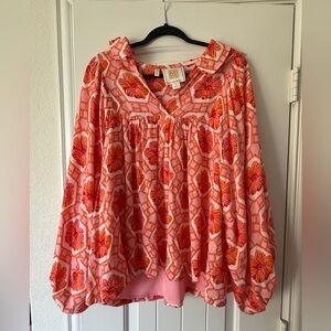Emily McCarthy Floral Pink & Orange Blouse